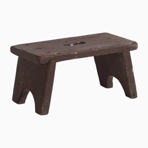Small Antique Dark Tones Stool, 1920s