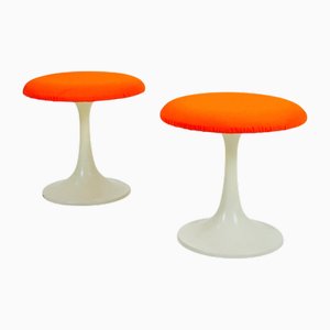 Mid-Century Tulip Orange Stool from Tamburin, Sweden, 1970s
