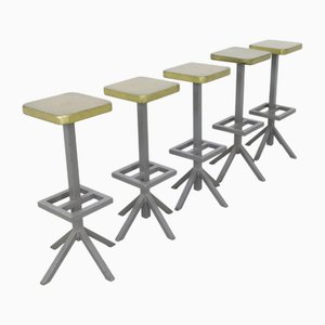 Vintage Industrial Bar Stools, 1970s, Set of 5