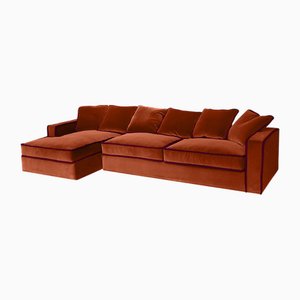 Rafaella Chaise Sofa in Red and Rusty Velvet from Biosofa