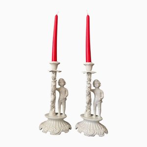 Portacandele vintage in ceramica, anni '60, set di 2