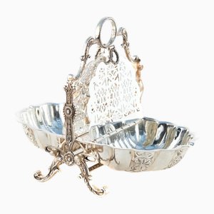 Antique Silver Plated Folding Shell Biscuit Box, 1880