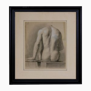 Gallinoni, Estudio anatómico de hombros masculinos, 1868, Lápiz y carboncillo sobre papel