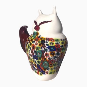 Weiße Katzenskulptur mit Glas Murrine von YourMurano