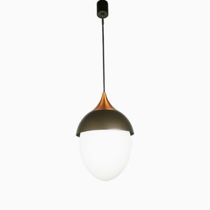 Lampe à Suspension en Métal Marron, Cuivre et Verre par Bruno Gatta pour Stilnovo, Italie, 1960s