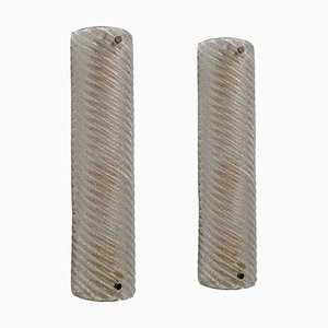 Modern Murano Glass Smoked Twisted Sconces in the style of Barovier & Toso, 2000, Set of 2