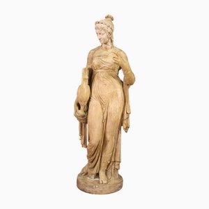 Large Figurative Patinated Goddess Sculpture, 20th Century, Stucco