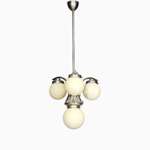 Lampada a sospensione vintage in metallo cromato