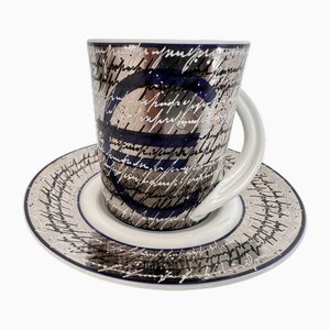 Artist Espresso Jahrestasse und Untertasse 2002 von Leslie G. Hunt für Rosenthal Limited Art Series, 2002, 2er Set, Limited Edition 1238/3000, 2er Set