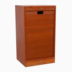 Vintage Danish Teak Cabinet with Tambour Front, 1960s