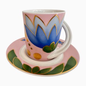 Artist Espresso Cup and Saucer by Ivan Rabuzin for Rosentha,l 1993, Set of 2