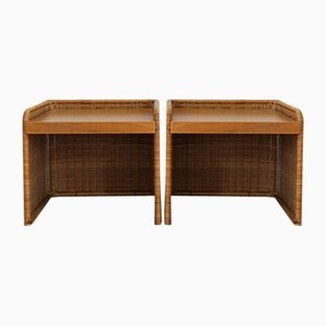 Italienische Nachttische aus Rattan, 1950er, 2er Set