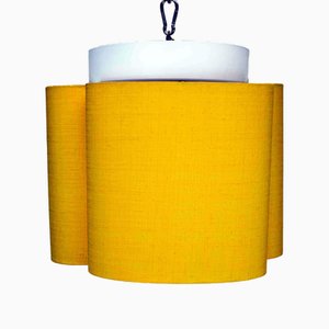 Ceiling Lamp with 3 Yellow Fabric Shades, 1960s