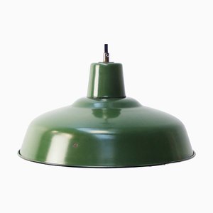 Grüne französische Vintage Hängelampe aus Emaille