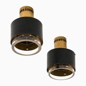FCeiling Lamp in Brass and Glass attributed to Kay Kørbing, 1960s