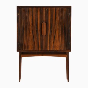 Bar Cabinet in Dark Rosewood, Glass and Steel attributed to Torbjørn Afdal, 1960s