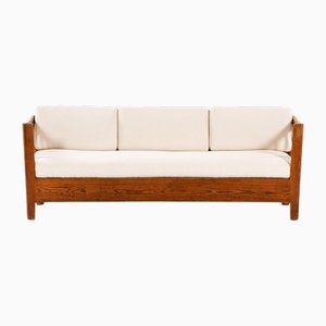 Sofa in Pine and White Bouclé Fabric attributed to Carl Malmsten, 1936