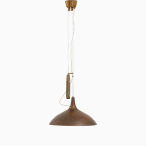 Plafonnier en Laiton et Verre attribué à Paavo Tynell, 1950s