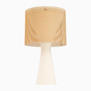 Lampade da tavolo in vetro opalino, ottone e vetro attribuite a Lisa Johansson-Pape, anni '50, set di 2