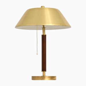 Tischlampe aus Messing & Leder von Falkenbergs Belysning Ab, 1950er