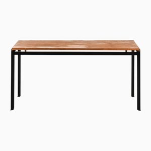 Tavolo Academy in acciaio laccato nero e pino attribuito a Poul Kjærholm, anni '50
