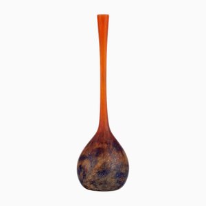 Red and Blue Vase with Long Neck from Daum Nancy, 1920s