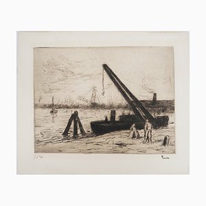 Maximilien Luce, Rotterdam, The Crane (Marine), 1890, Original Etching