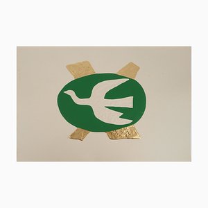 Georges Braque, La paloma sobre un fondo verde, grabado realzado con oro