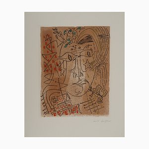 André Masson, Rostro de mujer con pájaros, Grabado original