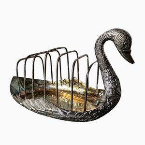 Vintage Italian Silver-Plated Swan Toast Rack, 1970s