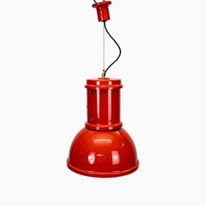 Lampada industriale rossa di Roberto Menghi per Fontana Arte, anni '70