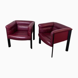 Set of Interlude Model Leather Armchairs by Marco Zanuso for Frau, 1983