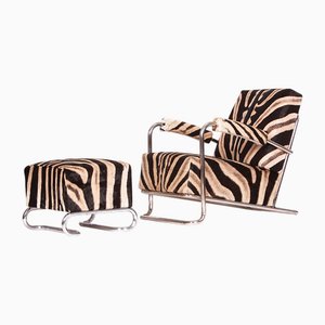 Silla Zebrafell de acero tubular de Hynek Gottwald, años 30