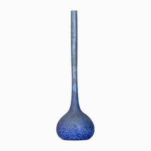 Blaue Art Deco Solitaire Vase aus Glas von André Delatte, 1930er