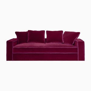 Rafaella Two-Seater Sofa in Red Couture Velvet with Dark Cherry Red Trim from Biosofa