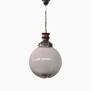 Lampada a sospensione vintage con sfera in vetro di Murano nello stile di Mazzega, Italia, anni '70