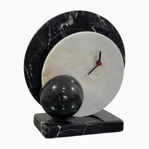 Marble Desk Clock in the style of Lella & Massimo Vignelli, 1980s