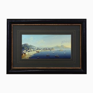 Bay of Naples, Gouache, Framed