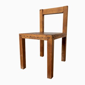 Brutalistischer Stuhl aus Kiefernholz, 1950er