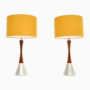 Vintage Swedish Steel Table Lamps from Bergboms, 1960, Set of 2
