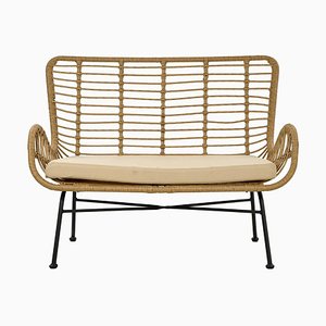 Vintage Faux Rattan Garden Bench