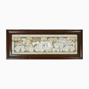 Frame Decorated with Old French Bonds and Notes
