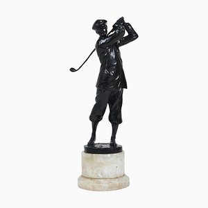 Statua in bronzo di Harry Vardon, giocatore di golf, di Richard Thuss, Vienna, 1925