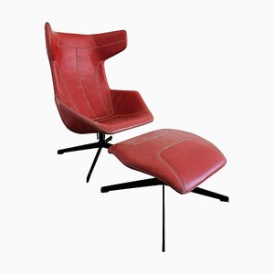 Set of Take a Line for a Walk Lounge Chair and Ottoman attributed to Alfredo Haberli for Moroso, 2002