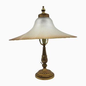 Französische Vintage Arum Lampe aus Rosa Weißem Milchglas, 1970er