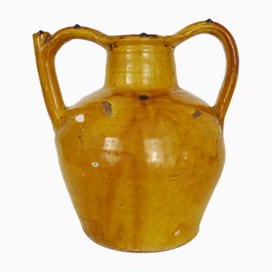 Gargoulette, Chevrette, Orjol Pottery Water Pitcher in Glazed Yellow Terracotta, South West of France, Orjol, 1950s