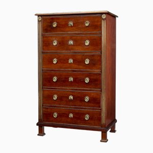 19th Century Mahogany and Brass Tall Chest of Drawers, 1890