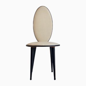 Chaise en Vinyle Crème et Noir par Umberto Mascagni, 1950s
