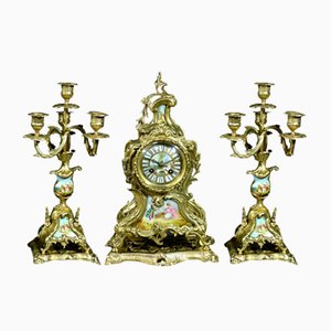 Kaminverkleidung aus Vergoldeter Bronze, 1930, 3 . Set