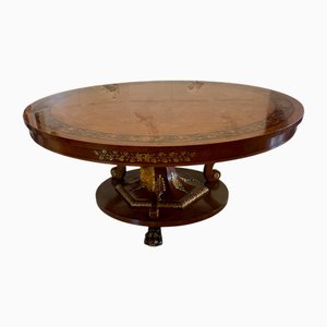 Antiker geschnitzter und vergoldeter Esstisch aus Wurzelholz mit Intarsien, 1920